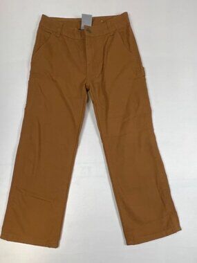 Carhartt Kids 7 Flannel Lined Duck Canvas Pants Brown Workwear Heavyweight